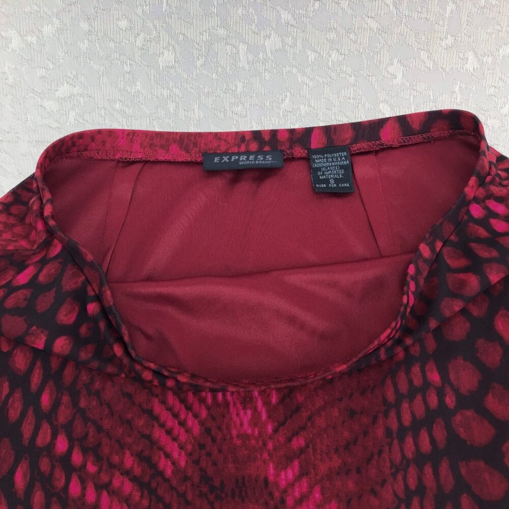 Express World Brand Midi Skirt with Red and Black Reptile Print Size S - Picture 3 of 12